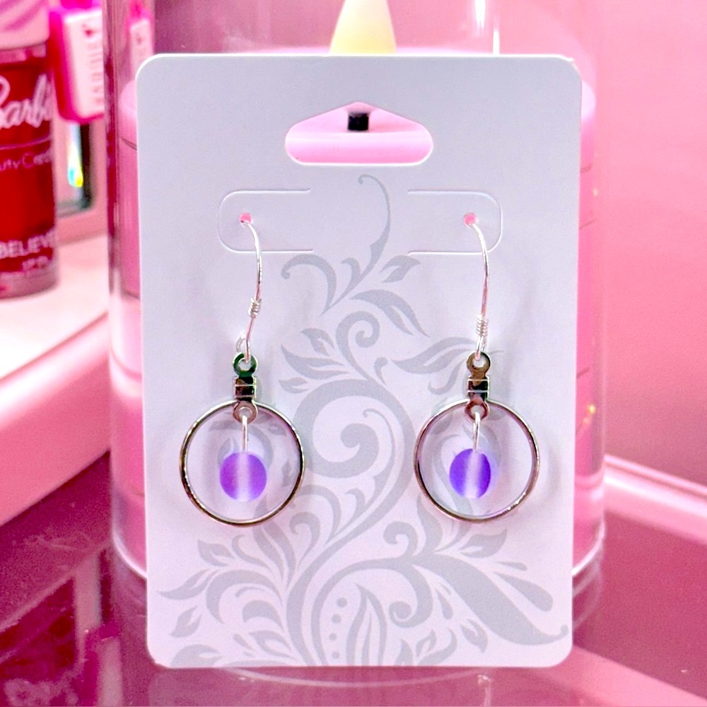 Handmade Earrings Handcrafted With Love Silver Purple Design